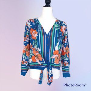 Maeve Anthropologie Floral Printed Tie Front Top (4)